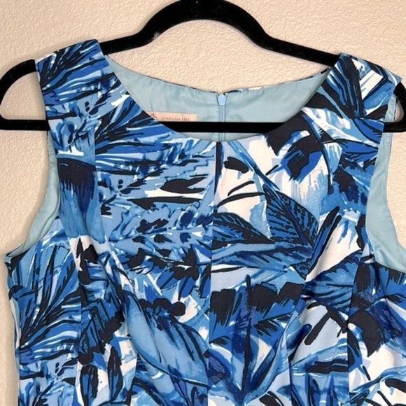 CB Established 1962 Blue Tropical Print Sleeveless Midi Dress Size 12 - Picture 3 of 8